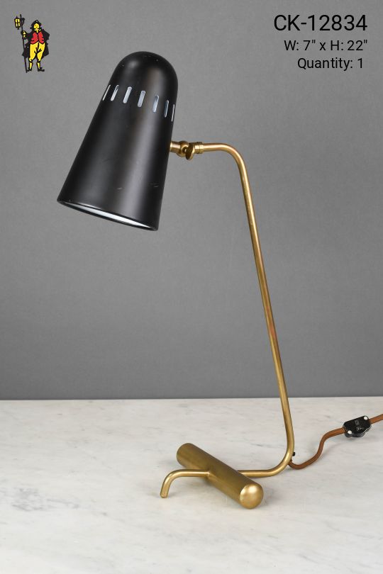 Black & Brass Mid Century Modern Desk Lamp