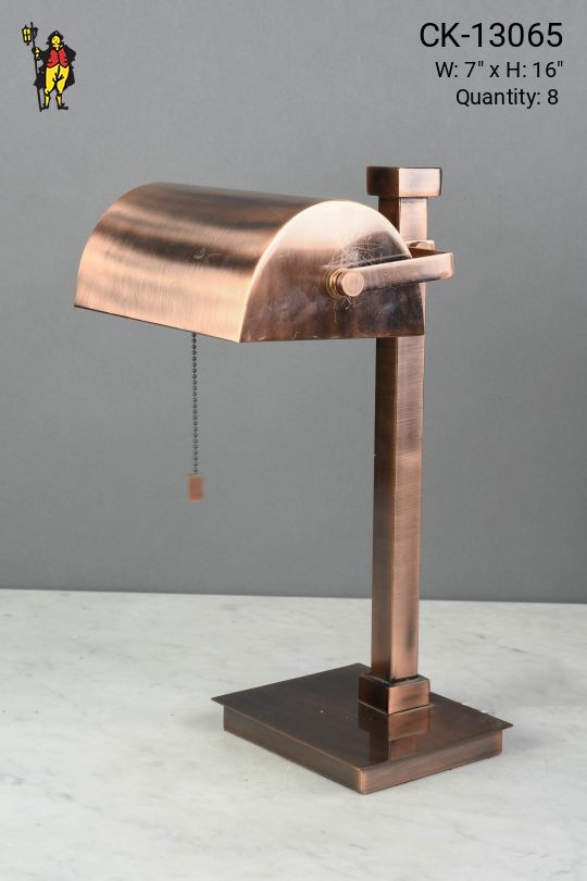 Pewter Metal Shaded Bankers Lamp