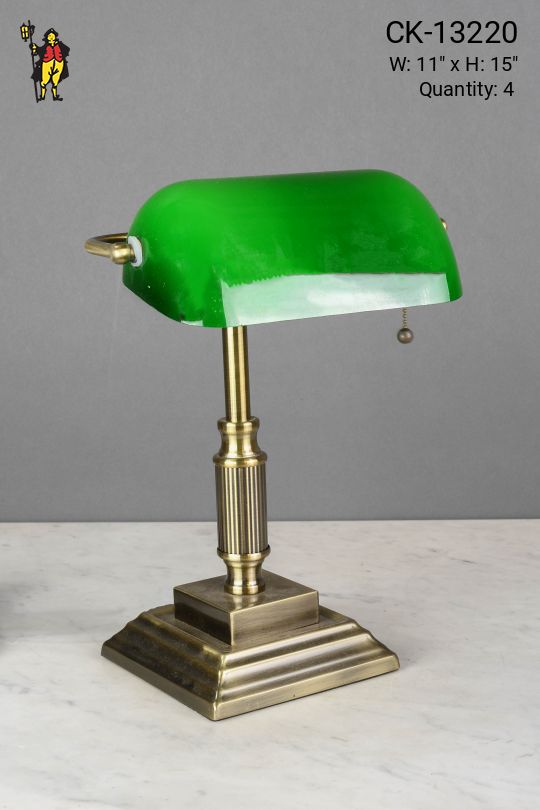 Antique Brass Base Bankers Lamp