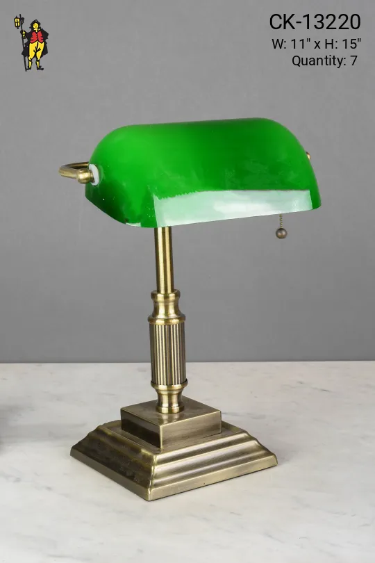 Antique Brass Base Bankers Lamp