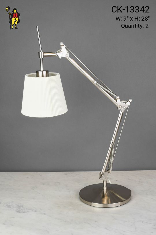 Nickel Fabric Shaded Desk Lamp