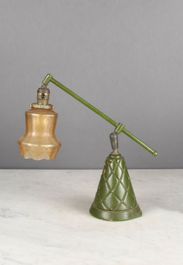 Vintage Green Adjustable Desk Lamp w/Glass Shade