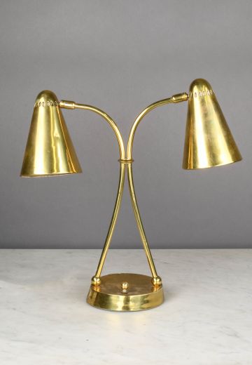 Brass Two Light Directional Desk Lamp