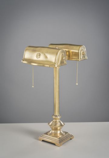 Partner's Polished Brass Two Light Desk Lamp