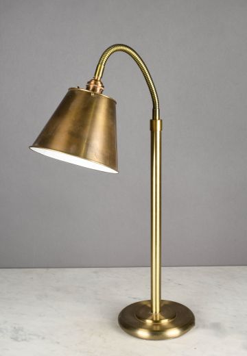 Brass Shaded Gooseneck Desk Lamp