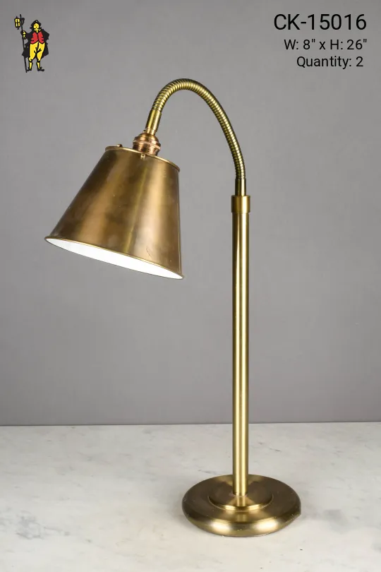 Brass Shaded Gooseneck Desk Lamp