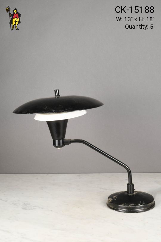 Black Mid Century Metal Shaded Desk Lamp