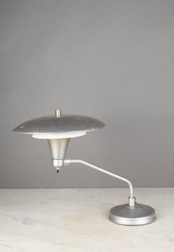 Nickel Mid Century Metal Shaded Desk Lamp