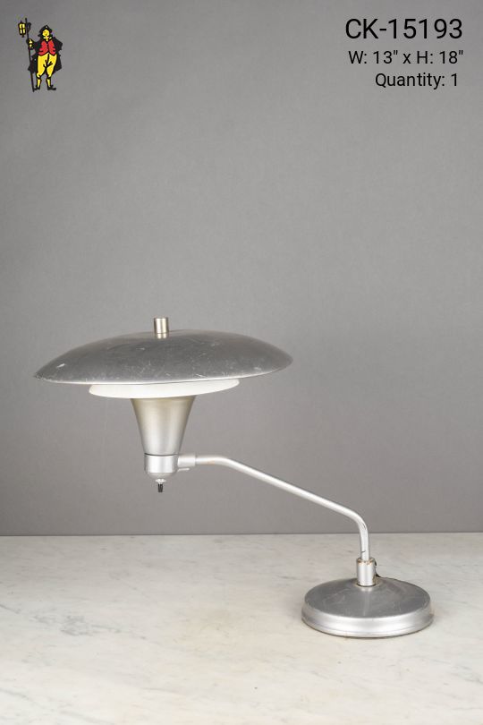 Nickel Mid Century Metal Shaded Desk Lamp