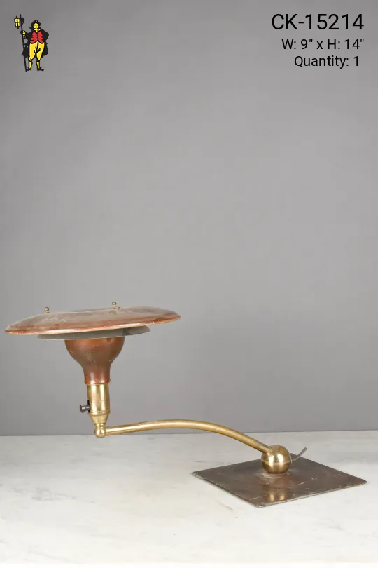 Metal Shaded Brass Mid Century Desk Lamp