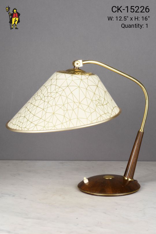 Wood & Brass Mid Century Desk Lamp