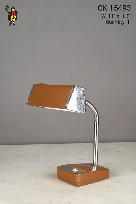 Brown & Chrome Gooseneck Desk Lamp