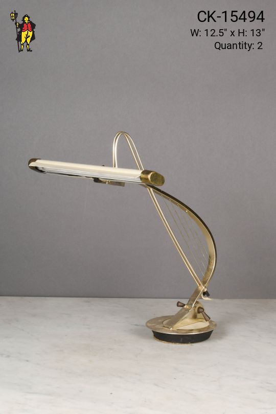 White & Brass Mid Century Desk Lamp