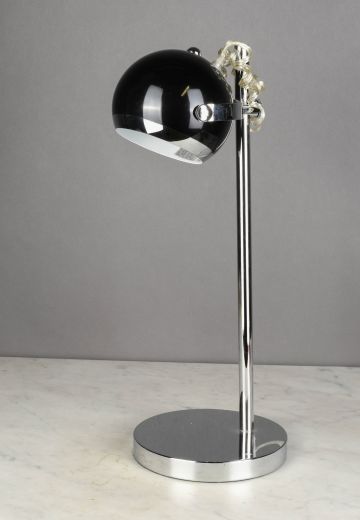 Polished Nickel & Black Mid Century Desk Lamp