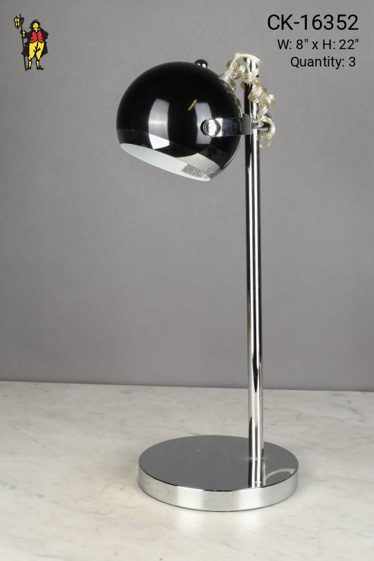 Polished Nickel & Black Mid Century Desk Lamp
