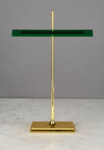 *LED* Brass & Green Shaded Desk Lamp