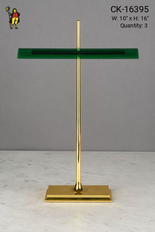 *LED* Brass & Green Shaded Desk Lamp