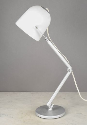 Nickel Desk Lamp w/White Plastic Shade