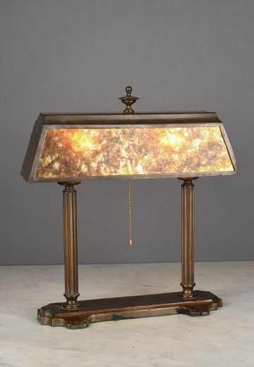 Mica Shaded Antique Brass Desk Lamp
