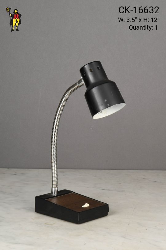 Black & Wooden Mid Century Gooseneck Desk
