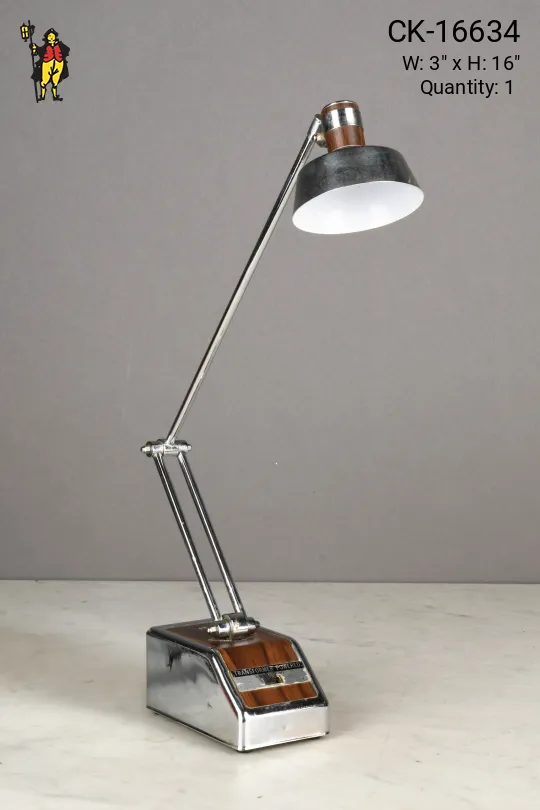 Nickel w/Wood Accent Mid Century Task Lamp