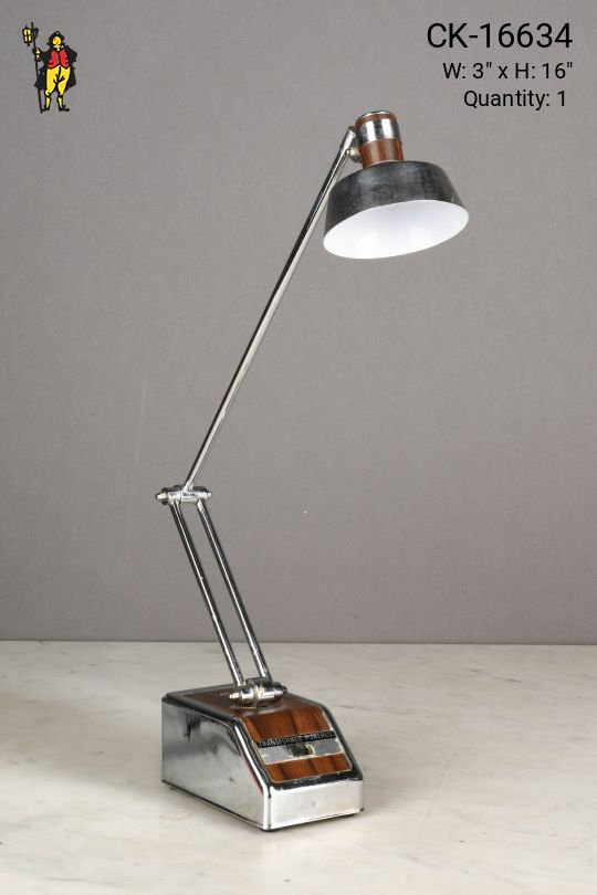 Nickel w/Wood Accent Mid Century Task Lamp