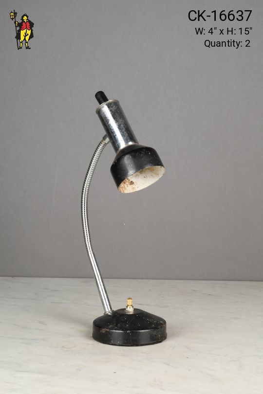 Distressed Black & Nickel Gooseneck Desk Lamp