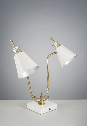 Mid-Century Pierced Two Light Table Lamp