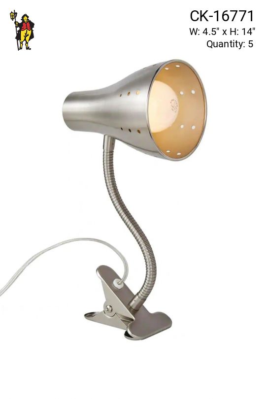 14" Chrome Clamp Mid Century Lamp