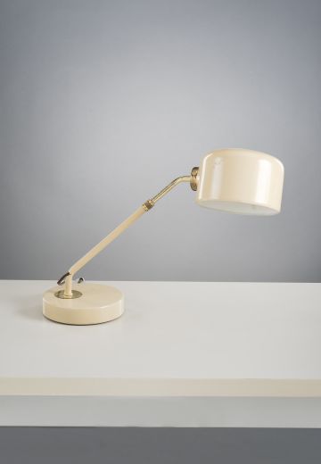 Brass & White Reflector Desk Lamp