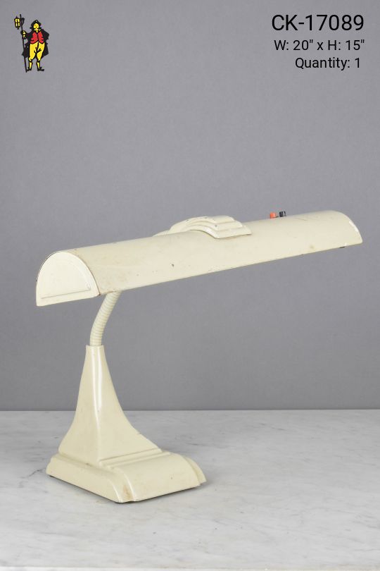 White Metal Shaded Gooseneck Desk Lamp