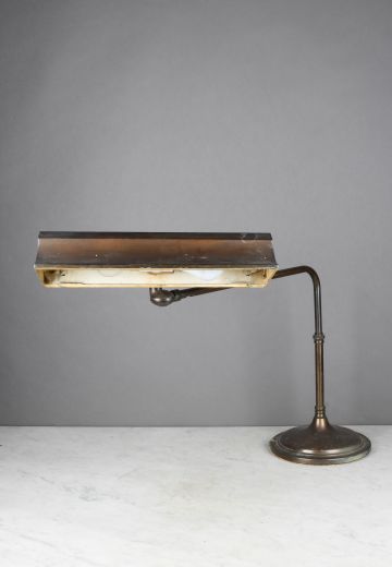Bronze Long Neck Desk Lamp w/Metal Shade