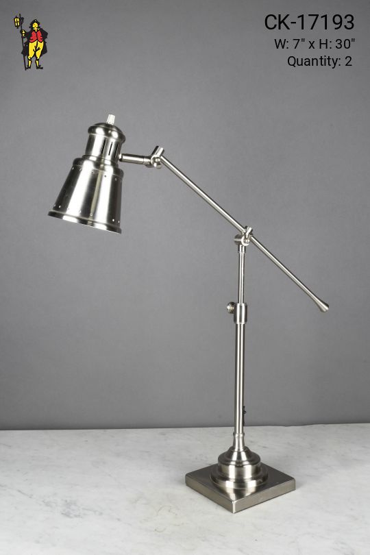Nickel Metal Shaded Desk Lamp