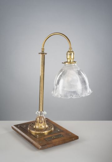 Brass Table Lamp w/Holphane Shade