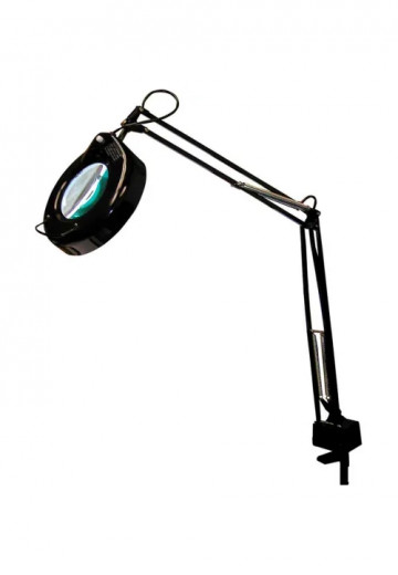 Black Swing Arm Clamp Magnifying Glass Table Lamp