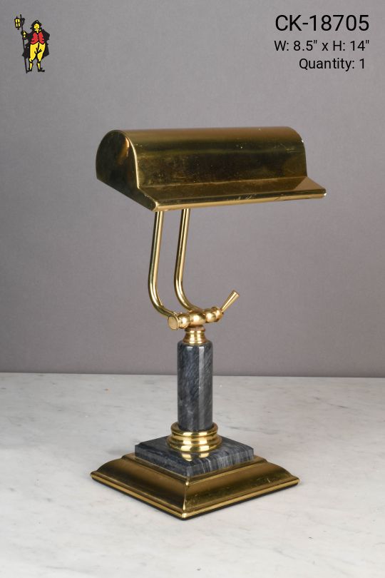 Black & Polished Brass Metal Shaded Desk Lamp