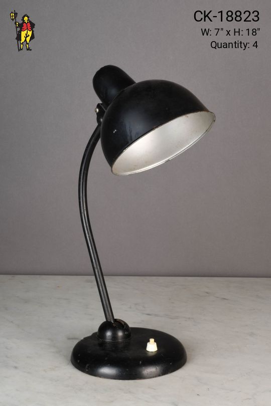 Black Metal Shaded Fixed Desk Lamp