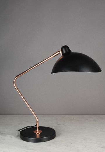 Black & Pewter Mid Century Modern Desk Lamp