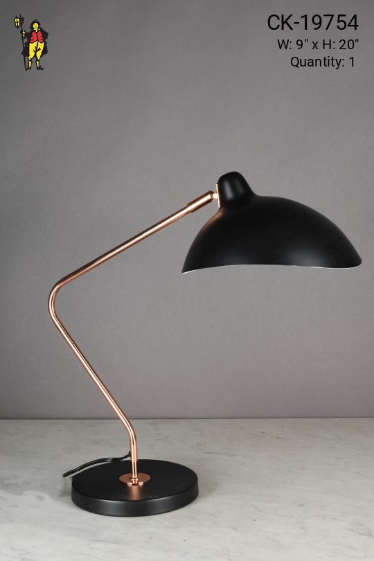 Black & Pewter Mid Century Modern Desk Lamp