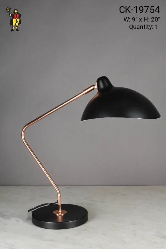 Black & Pewter Mid Century Modern Desk Lamp