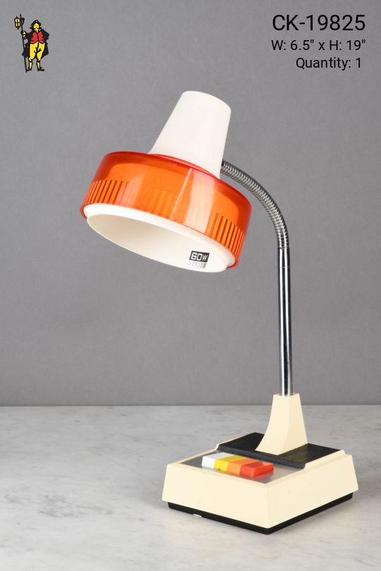 White & Orange Mid Century Gooseneck Japanese Desk Lamp