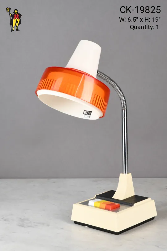 White & Orange Mid Century Gooseneck Japanese Desk Lamp