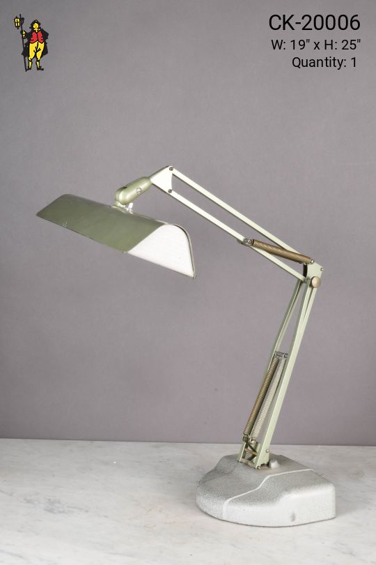 Green Industrial Two Fluorescent Bulb Desk Lamp