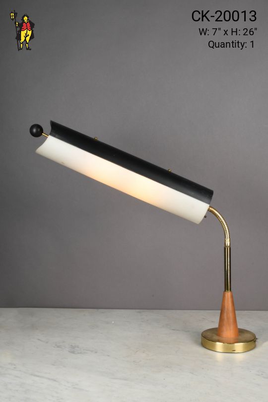 Wooden & Brass Gooseneck Linear Desk Lamp