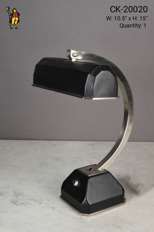 Black & Nickel Metal Shaded Desk Lamp