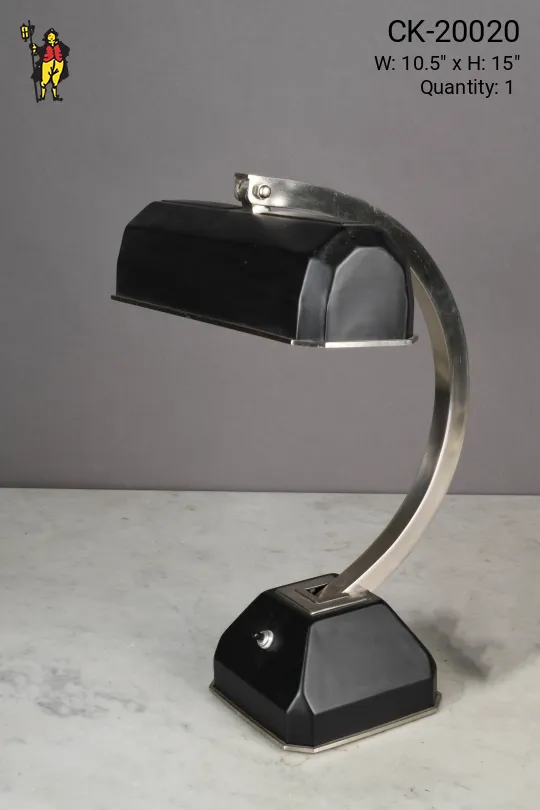 Black & Nickel Metal Shaded Desk Lamp