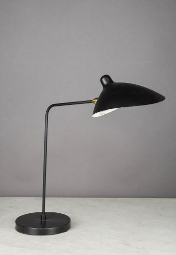 Black & Brass Accented Mid Century Modern Desk Lamp
