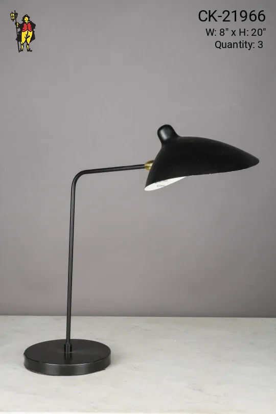 Black & Brass Accented Mid Century Modern Desk Lamp