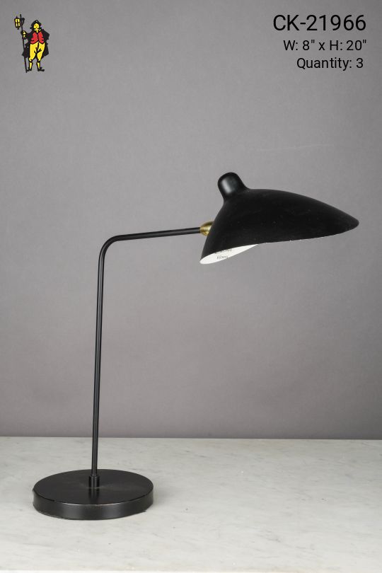 Black & Brass Accented Mid Century Modern Desk Lamp