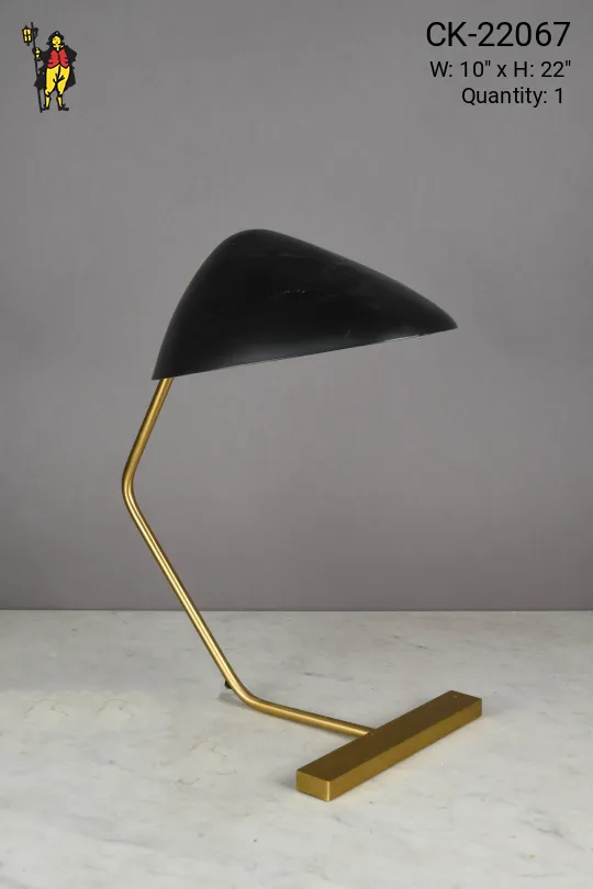 Brass & Black Metal Shaded Desk Lamp